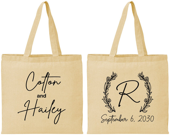 Personalized Wedding Cotton Tote Bags - Monogram | 803