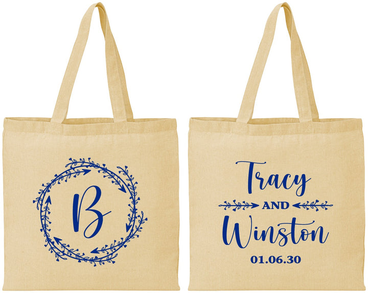 Personalized Wedding Cotton Tote Bags - Monogram | 804