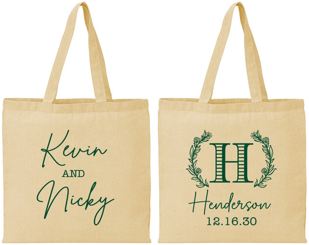 Personalized Wedding Cotton Tote Bags - Monogram | 805