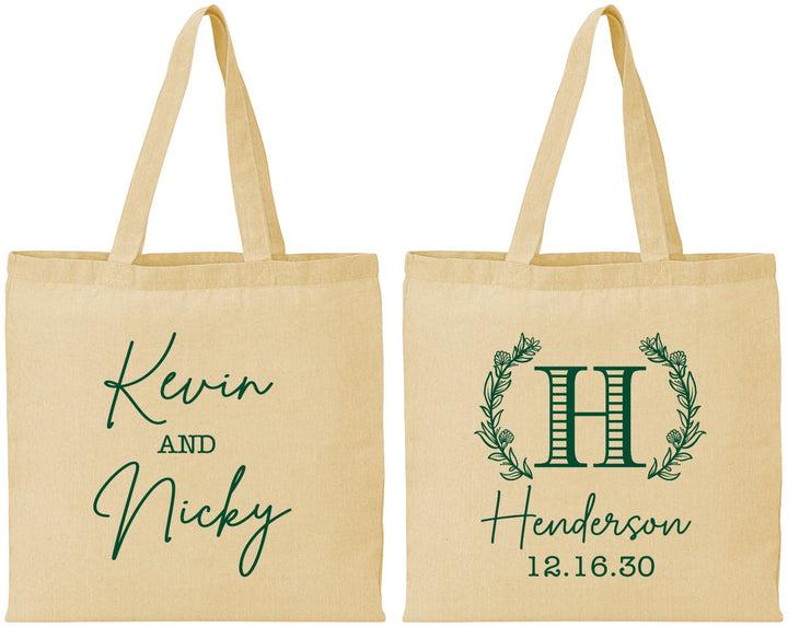 Personalized Wedding Cotton Tote Bags - Monogram | 805