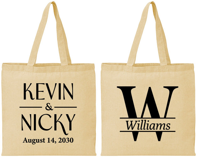 Personalized Wedding Cotton Tote Bags - Monogram | 806