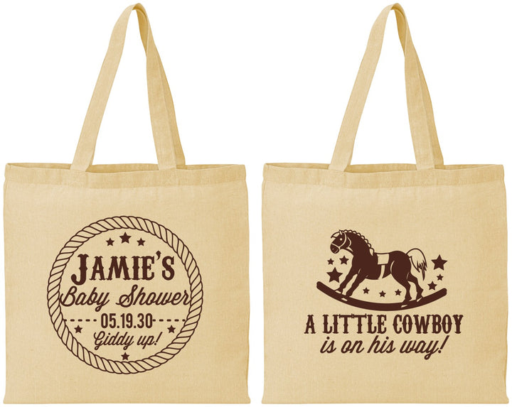 Personalized Baby Shower Cotton Tote Bags - Little Cowboy | 90003