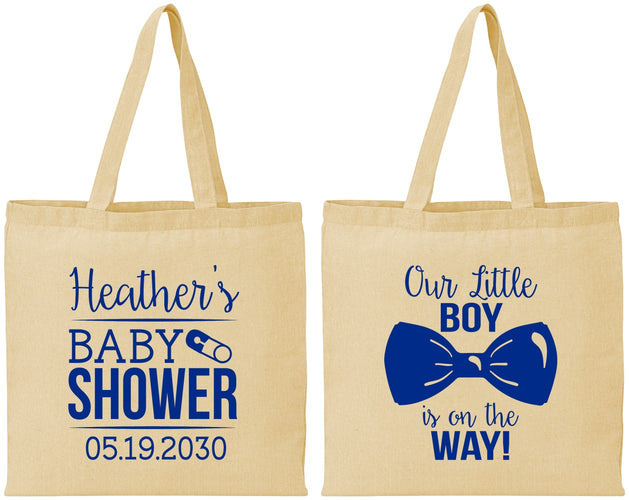 Personalized Baby Shower Cotton Tote Bags - Little Boy Is On The Way | 90005