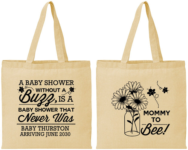 Personalized Baby Shower Cotton Tote Bags - Mommy To Bee | 90016