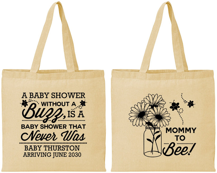 Personalized Baby Shower Cotton Tote Bags - Mommy To Bee | 90016