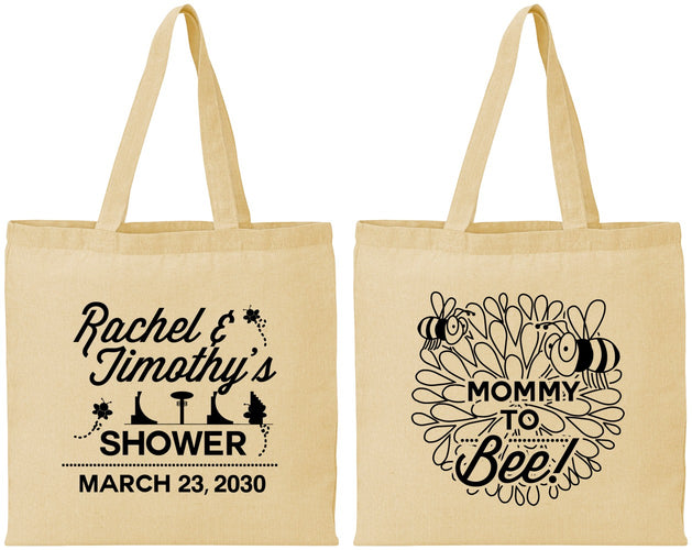 Personalized Baby Shower Cotton Tote Bags - Mommy To Bee | 90017