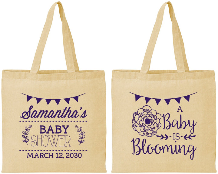 Personalized Baby Shower Cotton Tote Bags - Blooming | 90020