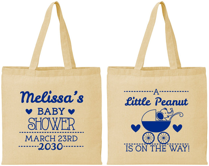 Personalized Baby Shower Cotton Tote Bags - Peanut On The Way | 90028