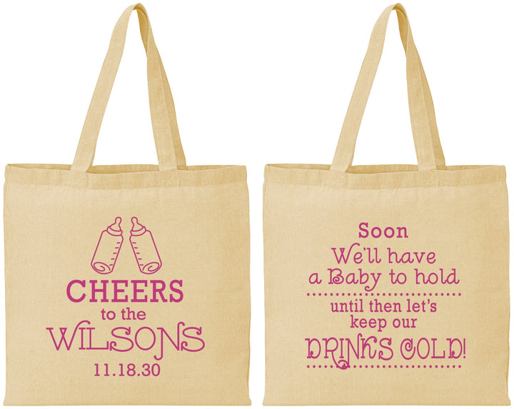 Personalized Baby Shower Cotton Tote Bags - Cheers Bottle | 90031