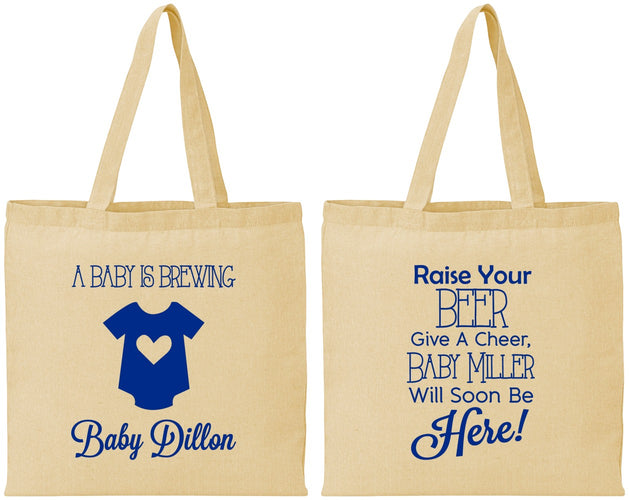 Personalized Baby Shower Cotton Tote Bags - Baby Is Brewing | 90041