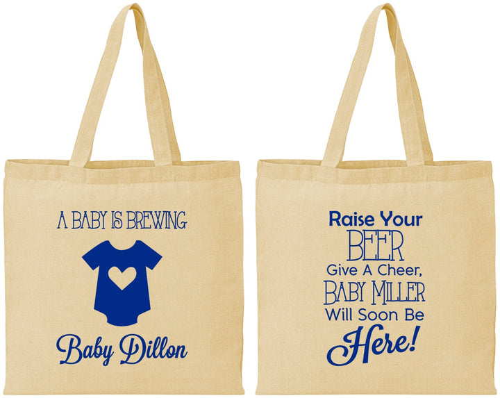 Personalized Baby Shower Cotton Tote Bags - Baby Is Brewing | 90041