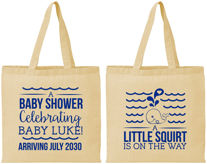 Personalized Baby Shower Cotton Tote Bags - Little Squirt On The Way | 90043