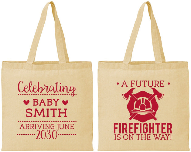 Personalized Baby Shower Cotton Tote Bags - Future Firefighter | 90048
