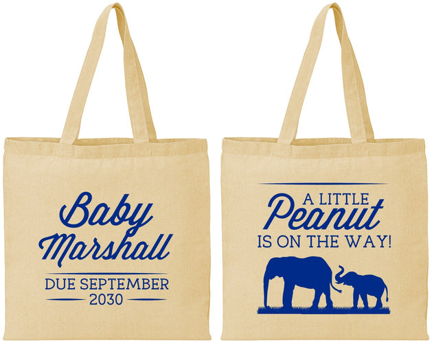 Personalized Baby Shower Cotton Tote Bags - Peanut On The Way | 90062