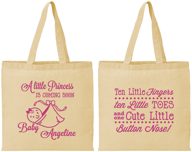 Personalized Baby Shower Cotton Tote Bags - Little Princess | 90066