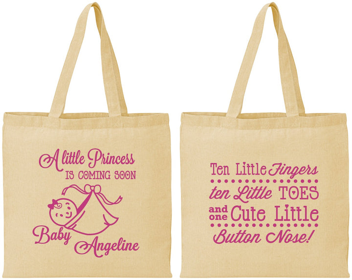 Personalized Baby Shower Cotton Tote Bags - Little Princess | 90066