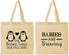 Personalized Baby Shower Cotton Tote Bags - Twins Baby Penguins | 90070