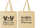 Personalized Baby Shower Cotton Tote Bags - Twins Baby Cows | 90072