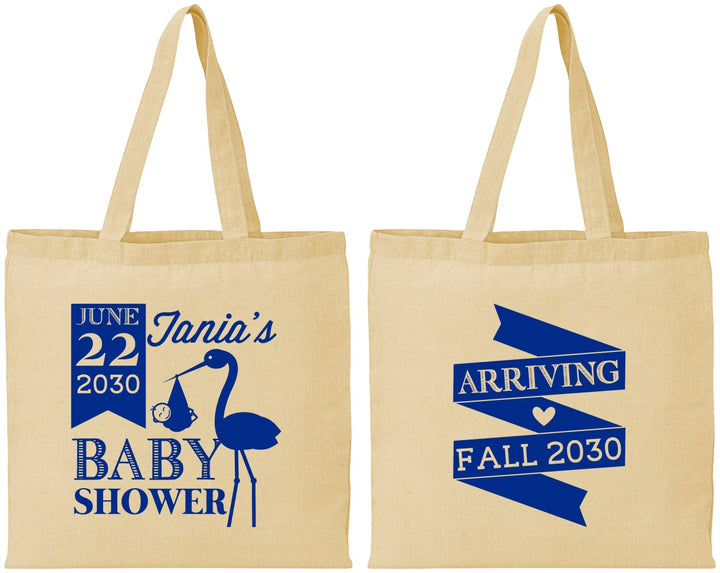 Personalized Baby Shower Cotton Tote Bags - Stork | 90073