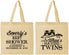 Personalized Baby Shower Cotton Tote Bags - Twins Baby Owls | 90074
