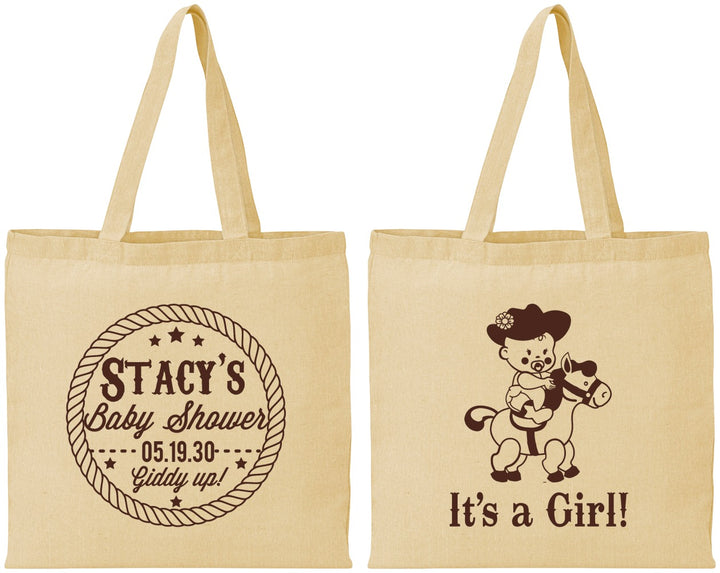 Personalized Baby Shower Cotton Tote Bags - Horse It’s A Girl | 90077