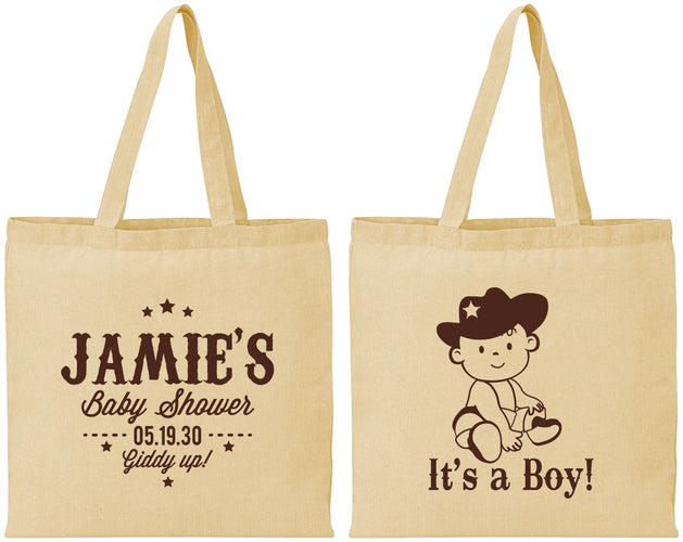 Personalized Baby Shower Cotton Tote Bags - Cowboy It’s A Boy | 90078