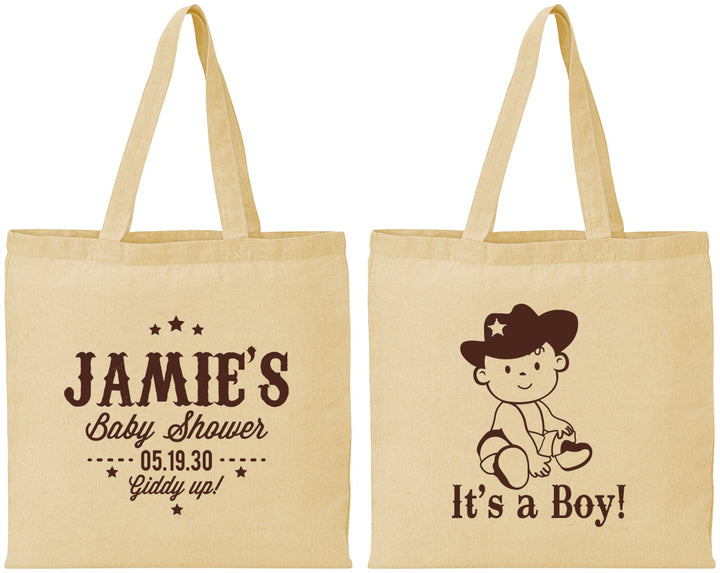 Personalized Baby Shower Cotton Tote Bags - Cowboy It’s A Boy | 90078