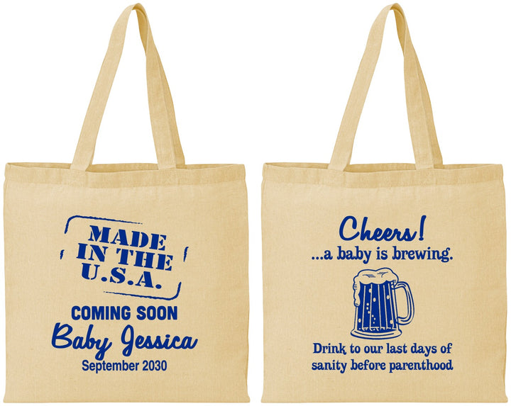 Personalized Baby Shower Cotton Tote Bags - Made In The Usa | 90079