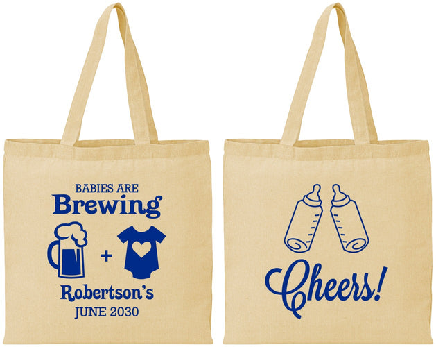 Personalized Baby Shower Cotton Tote Bags - Babies Are Brewing | 90080