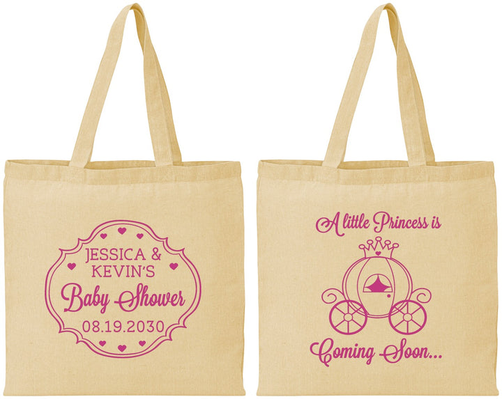 Personalized Baby Shower Cotton Tote Bags - Princess Coming Soon | 90085