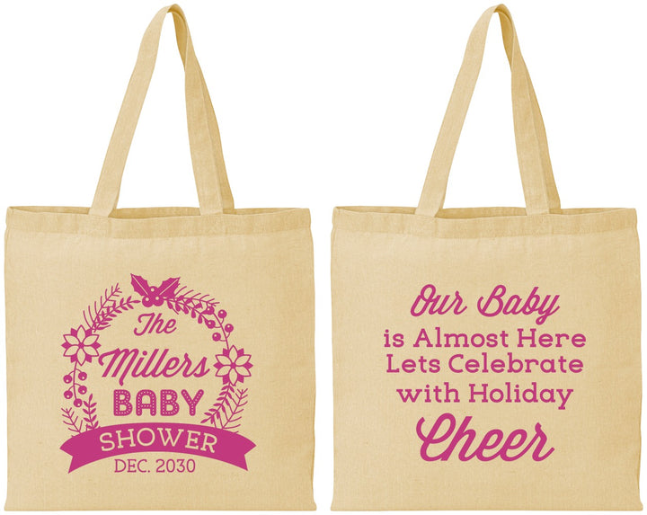 Personalized Baby Shower Cotton Tote Bags - Holiday | 90086