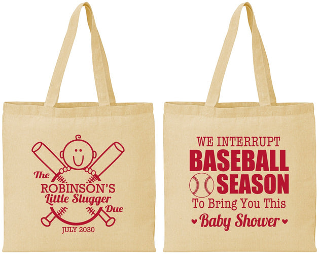 Personalized Baby Shower Cotton Tote Bags - Baseball | 90090