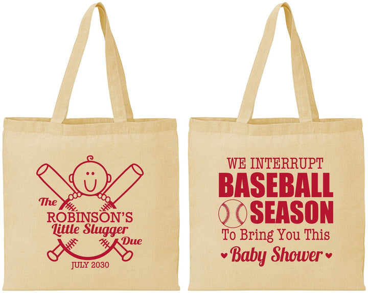 Personalized Baby Shower Cotton Tote Bags - Baseball | 90090