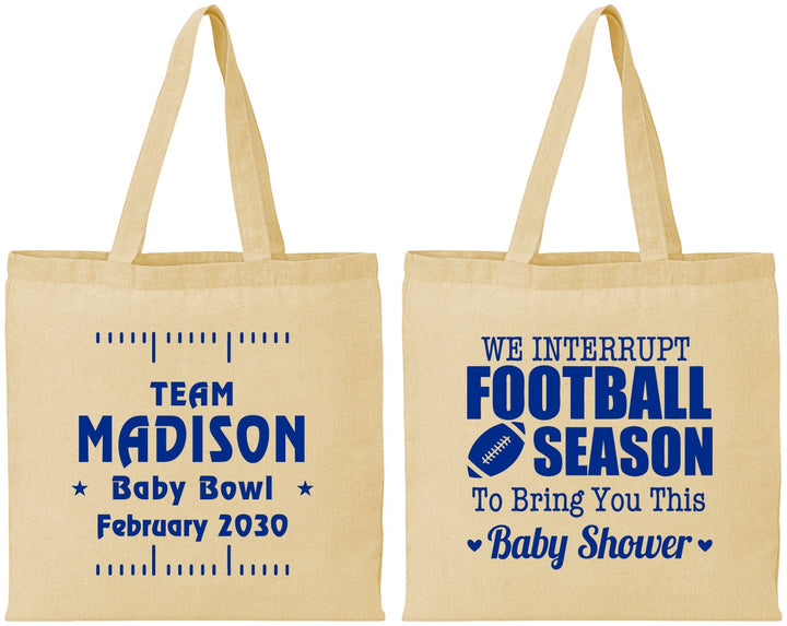 Personalized Baby Shower Cotton Tote Bags - Football | 90091