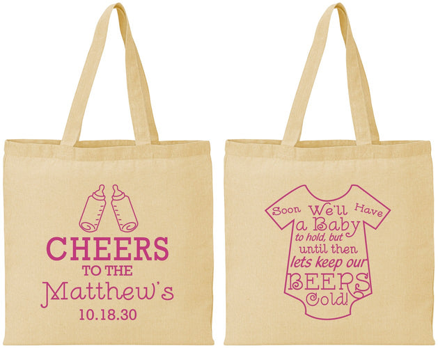 Personalized Baby Shower Cotton Tote Bags - Bottle | 90094