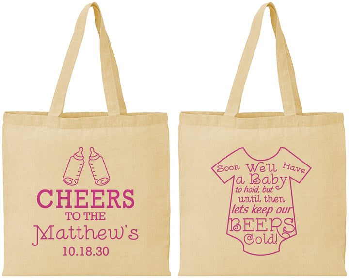 Personalized Baby Shower Cotton Tote Bags - Bottle | 90094