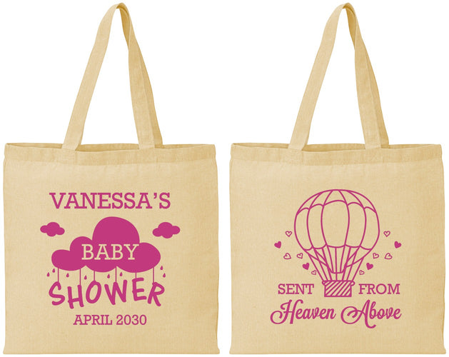Personalized Baby Shower Cotton Tote Bags - Hot Air Balloon | 90097