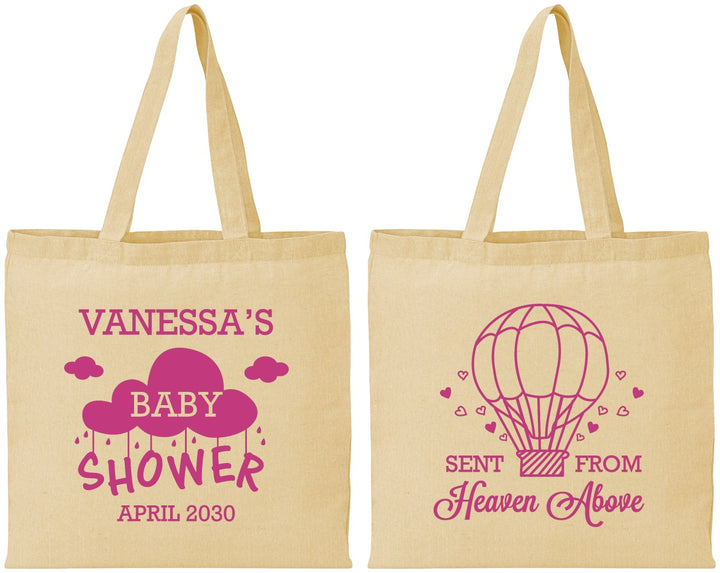 Personalized Baby Shower Cotton Tote Bags - Hot Air Balloon | 90097