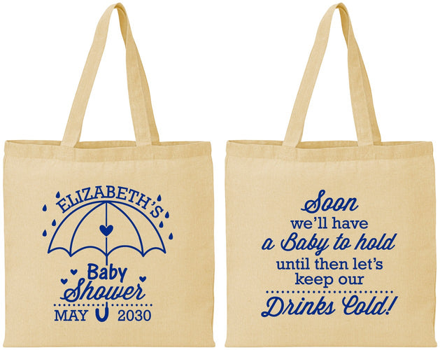 Personalized Baby Shower Cotton Tote Bags - April Showers May Babies | 90098