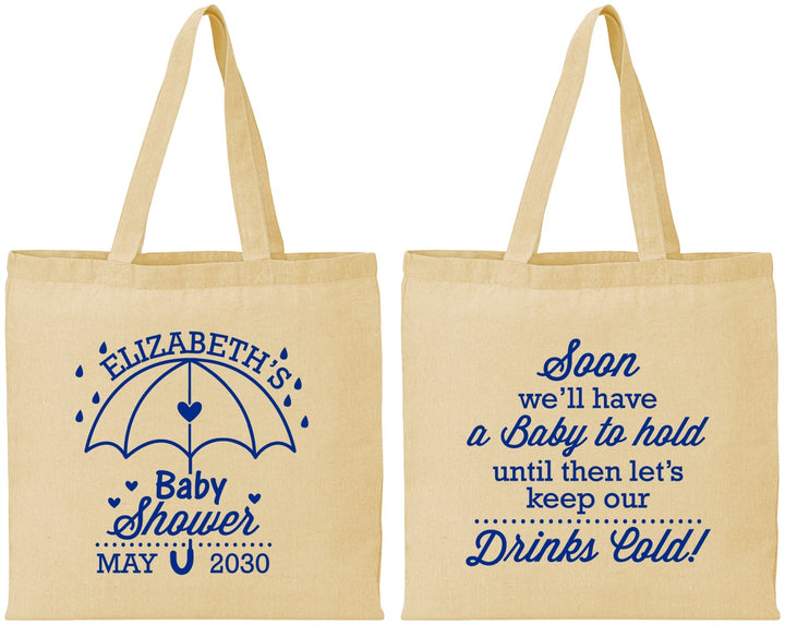 Personalized Baby Shower Cotton Tote Bags - April Showers May Babies | 90098