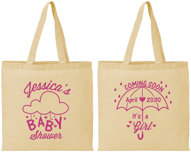 Personalized Baby Shower Cotton Tote Bags - April Showers May Babies | 90099