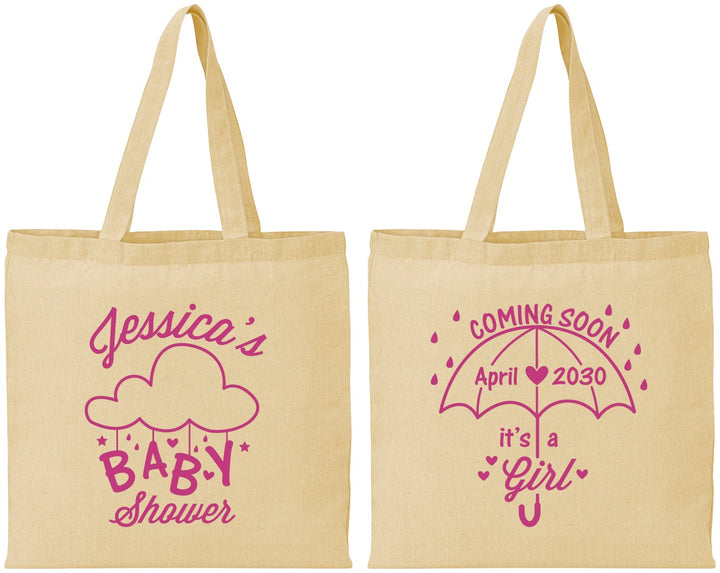 Personalized Baby Shower Cotton Tote Bags - April Showers May Babies | 90099