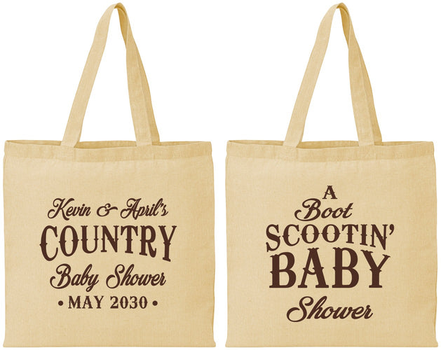 Personalized Baby Shower Cotton Tote Bags - Boot Scootin | 90100