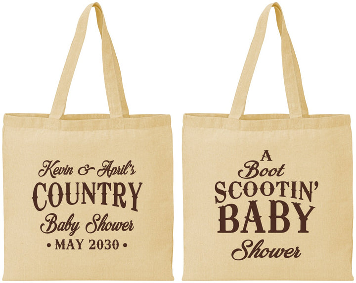 Personalized Baby Shower Cotton Tote Bags - Boot Scootin | 90100