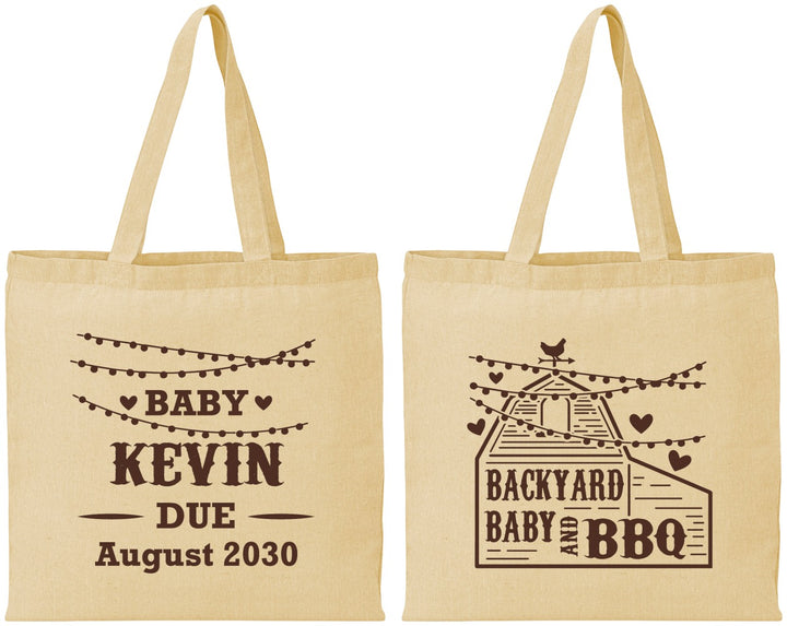 Personalized Baby Shower Cotton Tote Bags - Baby And Bbq | 90101