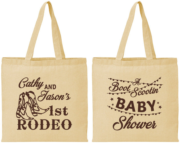 Personalized Baby Shower Cotton Tote Bags - Rodeo Boot Scootin | 90103