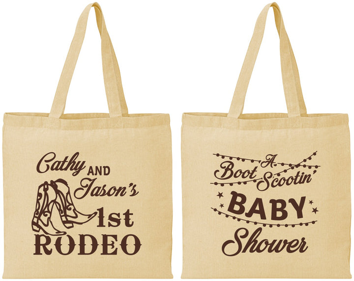 Personalized Baby Shower Cotton Tote Bags - Rodeo Boot Scootin | 90103