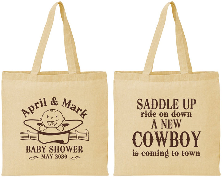 Personalized Baby Shower Cotton Tote Bags - New Cowboy | 90104