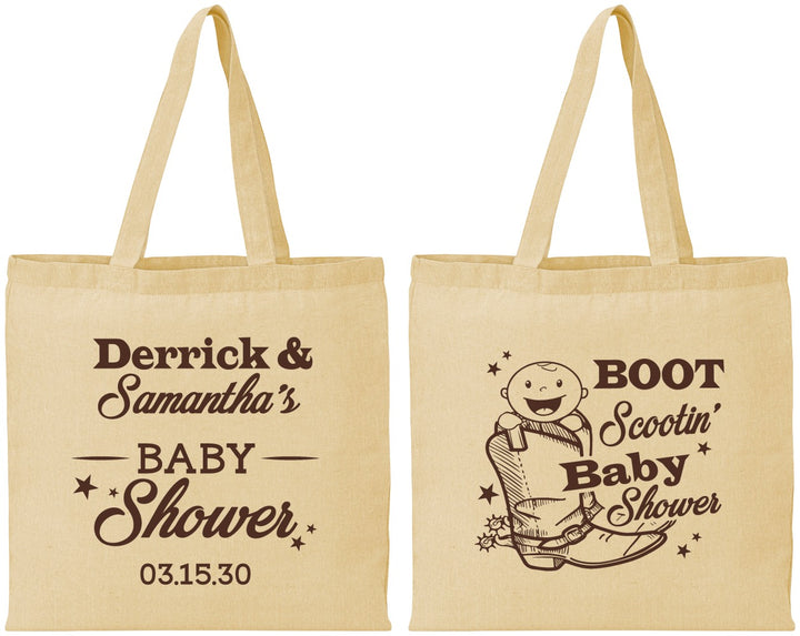Personalized Baby Shower Cotton Tote Bags - Boot Scootin | 90106