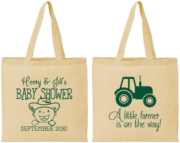 Personalized Baby Shower Cotton Tote Bags - Little Farmer | 90108